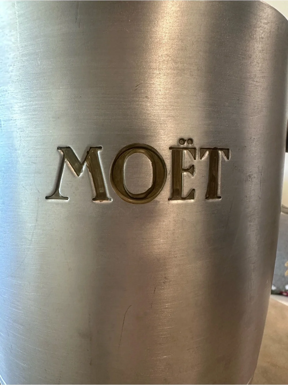 Vintage French Moet Champagne Ice Bucket - Branded Stainless Finish